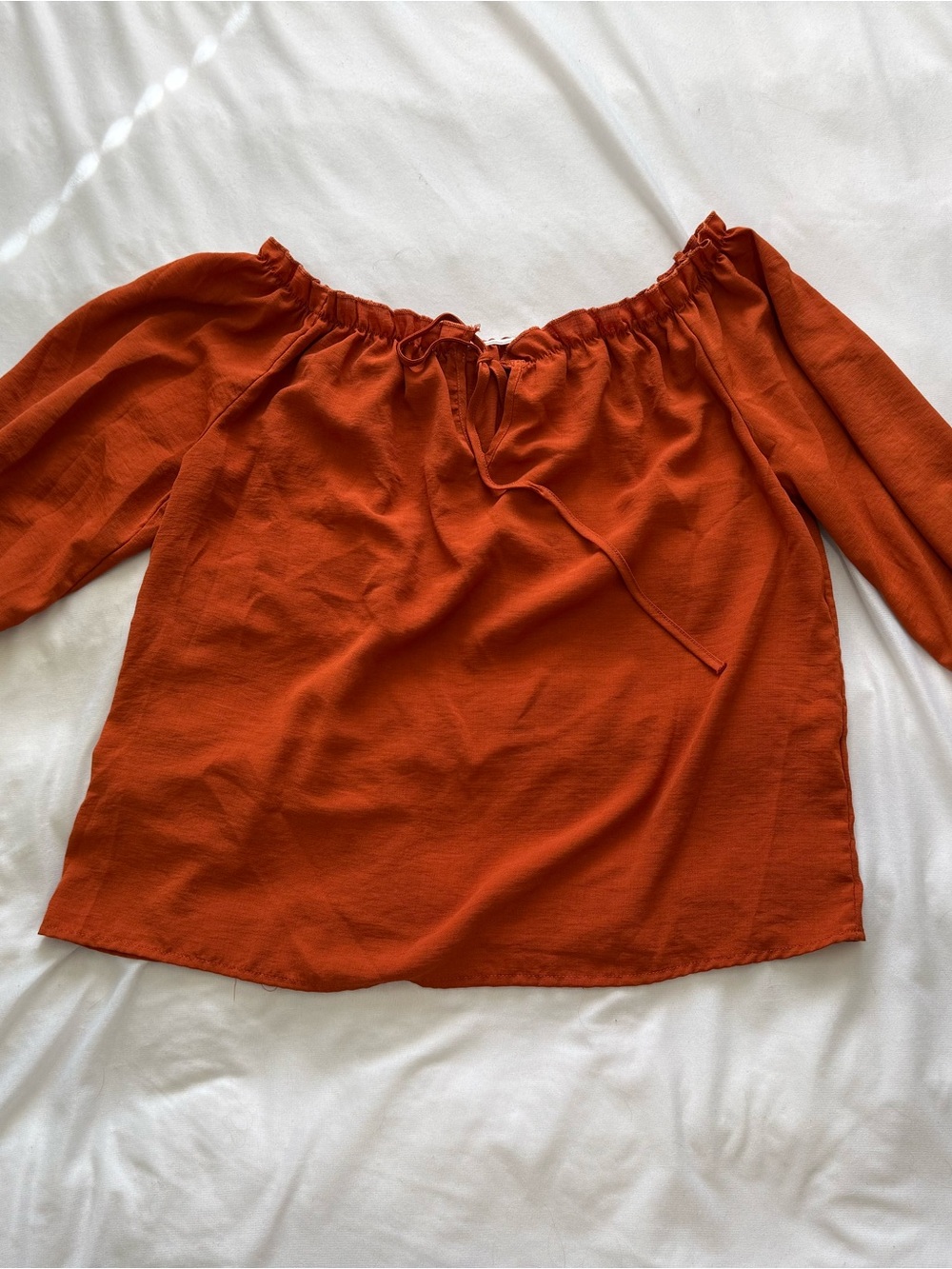 SHEIN Rust Orange Off-Shoulder Peasant Top